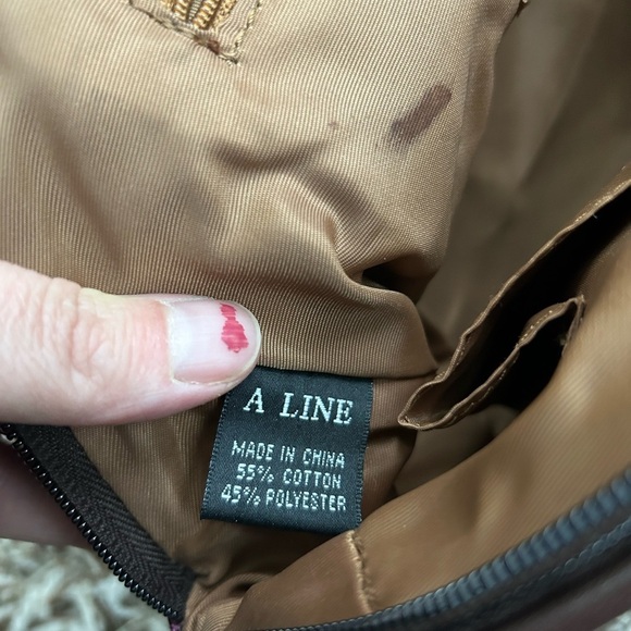 A-Line Burgundy and Brown “A” Printed Purse - Picture 8 of 9